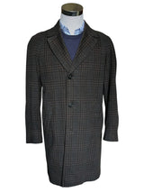 Vintage Dunn & Co. Crombie Balmacaan Raglan Coat 38R Dark Grey Plaid Wool