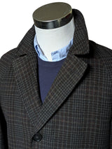 Vintage Dunn & Co. Crombie Balmacaan Raglan Coat 38R Dark Grey Plaid Wool
