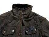 Barbour Ladies Vintage International Belted Waxed Jacket M/6 US Brown Cotton