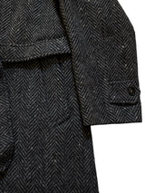 Vintage Burton Belted Balmacaan Raglan Coat M/40R Charcoal Flecked Herringbone Heavy Wool