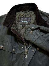 Barbour Motorcycle Jacket L Olive Green Duke Waxed Cotton