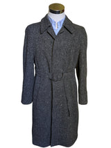 Vintage Burton Belted Balmacaan Raglan Coat M/40R Charcoal Flecked Herringbone Heavy Wool