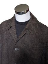 Vintage Harris Tweed Half Raglan Coat 44R-46R Brown Herringbone Wool