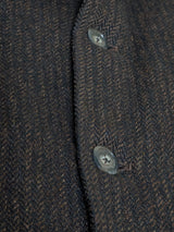 Vintage Harris Tweed Half Raglan Coat 44R-46R Brown Herringbone Wool