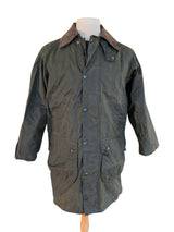 Vintage Barbour Coat S 36S Olive Green Gamefair Waxed Cotton