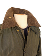 Vintage Barbour Coat S 36S Olive Green Gamefair Waxed Cotton