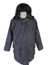 Vintage Barbour Coat M Midnight Hooded Border Waxed Cotton