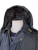 Vintage Barbour Coat M Midnight Hooded Border Waxed Cotton
