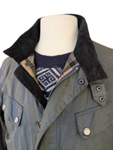 Barbour Motorcycle Jacket L Olive Blue-Green Enfield Light Waxed Cotton