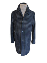 Paul Smith Coat M Navy/Grey Check Wool Blend