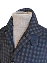 Paul Smith Coat M Navy/Grey Check Wool Blend