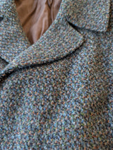 Vintage Dunn & Co. Scottish Tweed Coat M/40 Grey Teal Rust Weave Wool