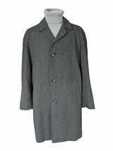 Vintage John Collier Balmacaan Raglan Coat 42/44R Grey Grey with Brown Check Wool