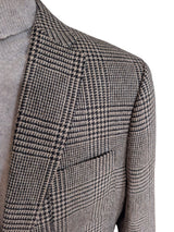 John Lewis x Abraham Moon Sport Coat 44/45R Grey Glen Plaid 2-button Wool/Cotton
