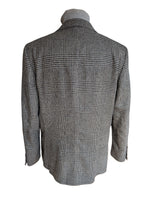 John Lewis x Abraham Moon Sport Coat 44/45R Grey Glen Plaid 2-button Wool/Cotton