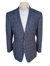 Brioni Sport Coat 41/42R Dark Blue Check 2-Button Cashmere/Silk