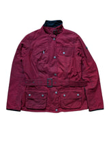 Barbour Ladies International Belted Jacket 8 US Red Hilberry Waxed Cotton