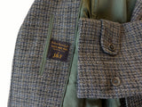 Vintage Dunn & Co. Harris Tweed Balmacaan Raglan Coat M/L Earthy Grey Check Wool