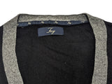 Fay Sweater S/M Black Grey Trimmed Cashmere Cardigan