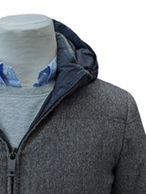 Z Zegna Down Jacket S/M Grey Donegal Wool Blend