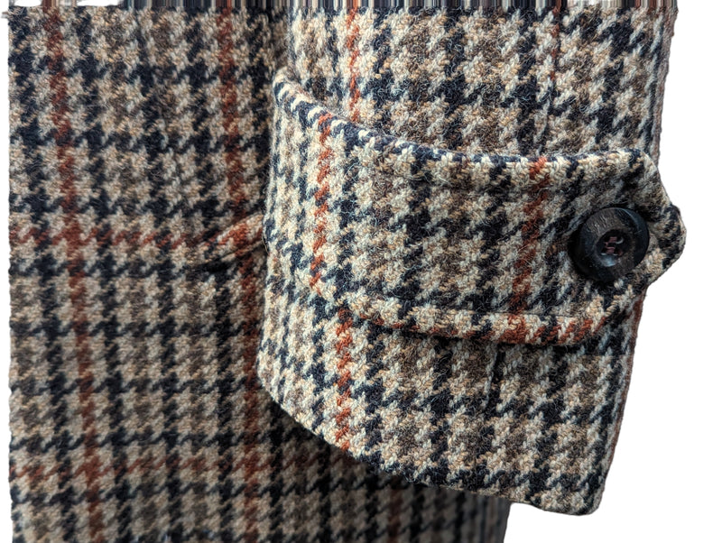 Vintage Tweed Balmacaan Coat 42R Tan Bold Check 3-button pure wool