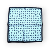 Battisti Pocket Square: White with navy paisley, pure silk