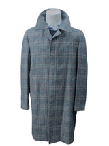 Vintage Dunn & Co. (Fox Brothers/Marling Evans) Balmacaan Coat L/42 Grey with Burgundy Plaid 3-button pure wool