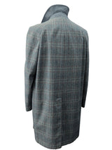 Vintage Dunn & Co. (Fox Brothers/Marling Evans) Balmacaan Coat L/42 Grey with Burgundy Plaid 3-button pure wool