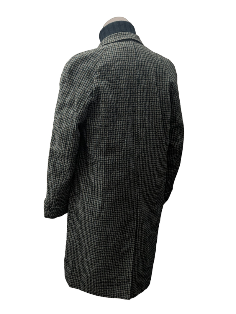 Vintage Sumrie Tweed Raglan Coat 42/44R Dark Earthy Grey Check 3-button Pure Wool