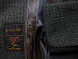 Vintage Burton DB Coat L/XL Muted Dark Green Check Wool/Cashmere/Mohair