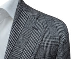 Isaia for Riviera Sport Coat 39R Black/White Plaid Rolling 3-button Pure cashmere