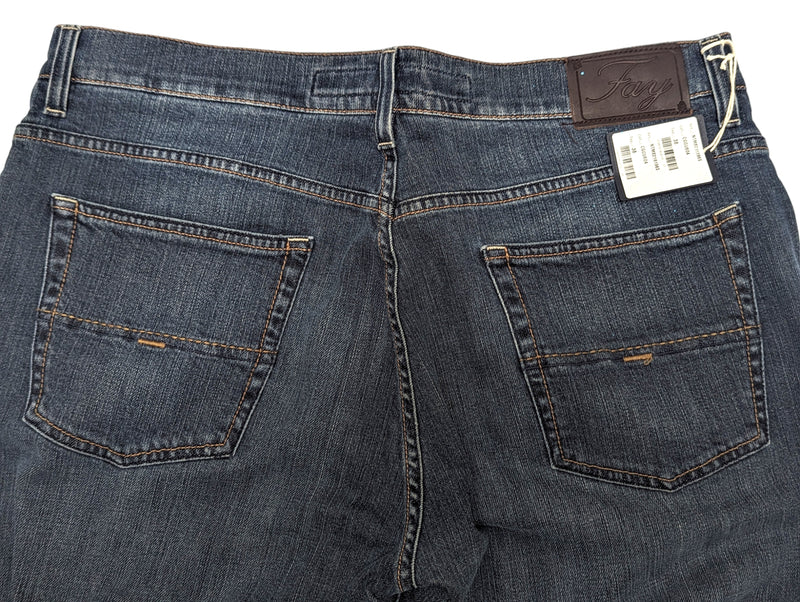 Fay Jeans 38 Washed Mid Blue 5 pocket cotton/elastane denim