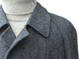 Vintage Canda Balmacaan Coat Large 40/42 Charcoal Herringbone Wool Blend