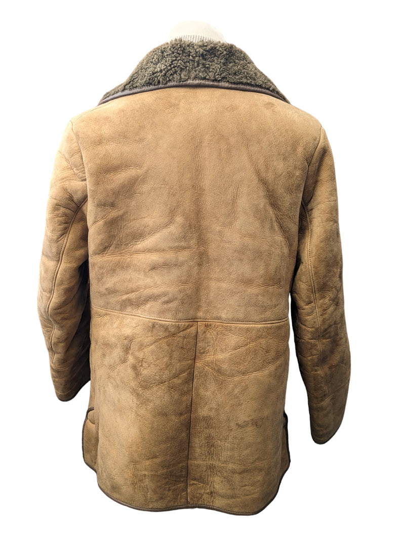 Vintage Leather Lamb Shearling Coat M/40 Light Brown 3-button