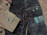 Vintage Canda Leather Lamb Shearling Coat S/38 Brown 3-button