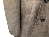 Vintage Peek & Cloppenberg Leather Lamb Shearling Coat L/42 Light Brown Double Breasted