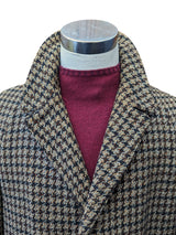 Vintage Marlsbro Tweed Balmacaan Coat L/XL Beige Bold Check 3-button pure wool