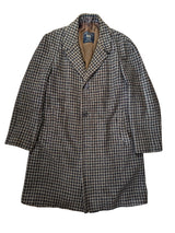 Vintage Marlsbro Tweed Balmacaan Coat L/XL Beige Bold Check 3-button pure wool