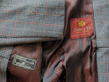 Vintage Dunn & Co. Trench Coat L/42R Grey with Blue/Burgundy Plaid
