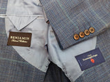 Benjamin Zegna Sport Coat Aquamarine Blue Windowpane 2-button Soft Shoulder Wool/Silk