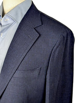 Benjamin Sport Coat Dark Navy Plaid 2-button Soft Shoulder Wool/Linen/Cashmere Zegna