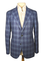 Benjamin Reda Sport Coat Blue Plaid 2-button Soft Shoulder Silk/Wool