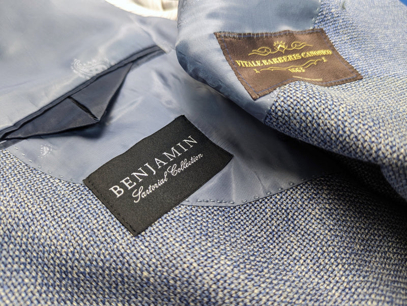 Benjamin Sport Coat Sky Blue Weave 2-button Soft Shoulder Linen/Wool VBC