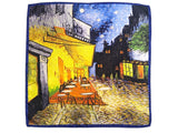 Battisti Pocket Square / Bandana Van Gogh Cafe at Night Impressionist Art Painting Pure Silk