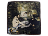 Battisti Pocket Square / Bandana Manet Luncheon on The Grass Fine Art Painting Pure Silk
