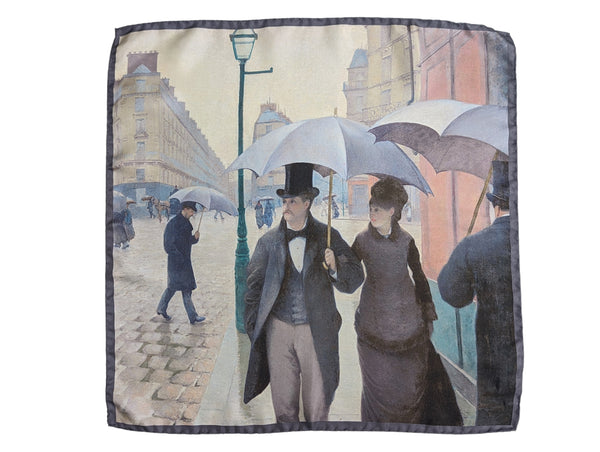Battisti Pocket Square / Neckerchief Caillebotte Rainy day in Paris