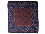 Battisti Pocket Square Dark Red with Navy Cotton/Silk