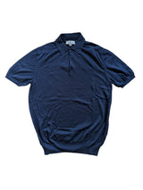 Canali Knit Polo Shirt M Navy Blue Cotton