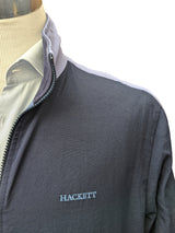 Hackett Reversible Jacket M/L Navy Periwinkle Blue Zip Front Nylon/Cotton
