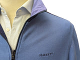 Hackett Reversible Jacket M/L Navy Periwinkle Blue Zip Front Nylon/Cotton